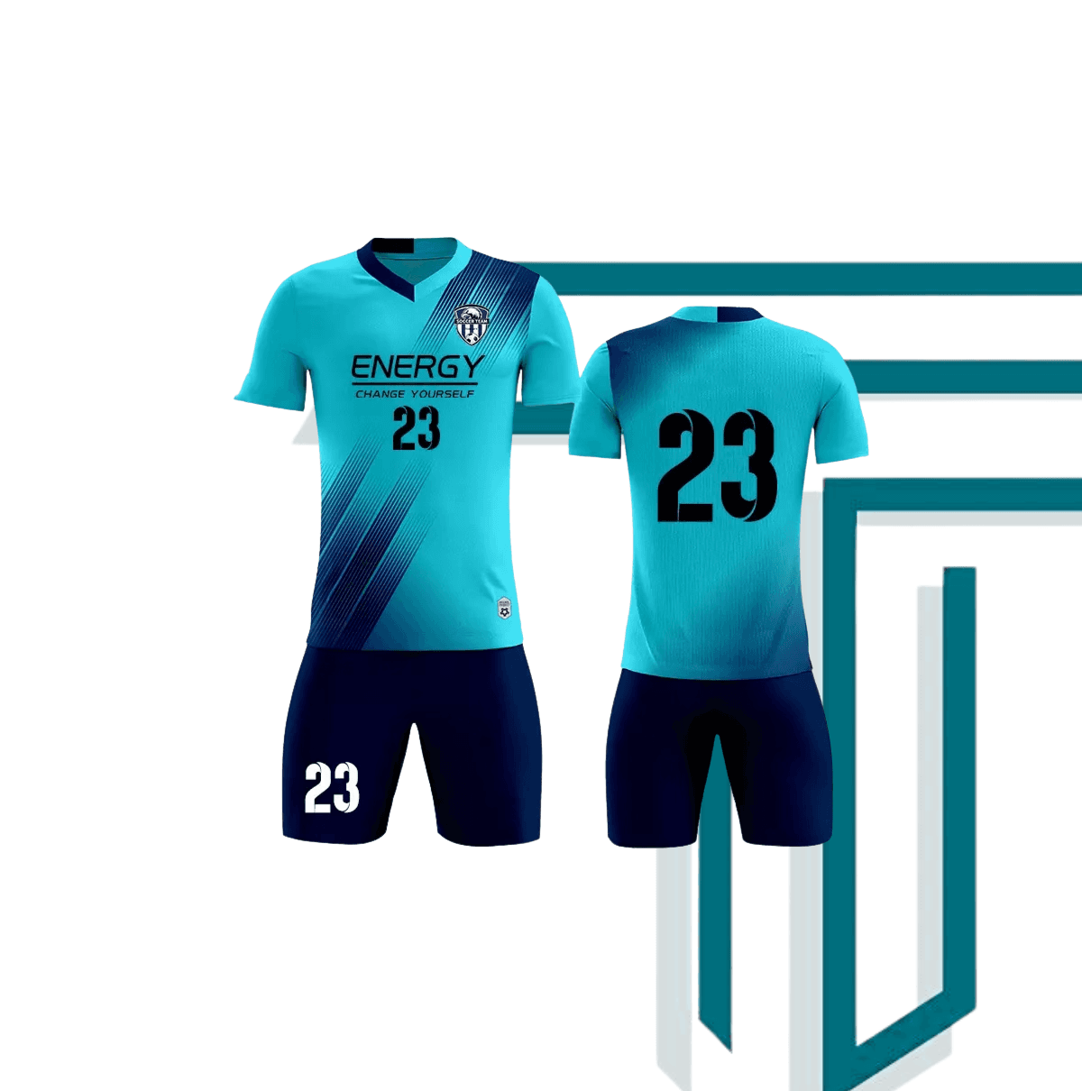 Blue Wave sublimated sports kit — jersey and shorts set